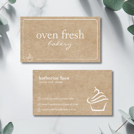 クラフトモダンホワイトカップケーキベーカリー 名刺