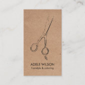 クラフトモダンホワイトQRコードはさみサロン 名刺 (正面)