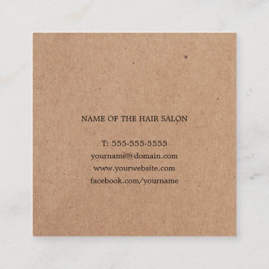 クラフトモダンミニマル黒鋏ヘア スクエア名刺 (裏面)