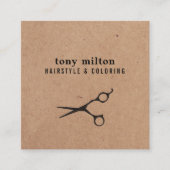 クラフトモダンミニマル黒鋏ヘア スクエア名刺 (正面)