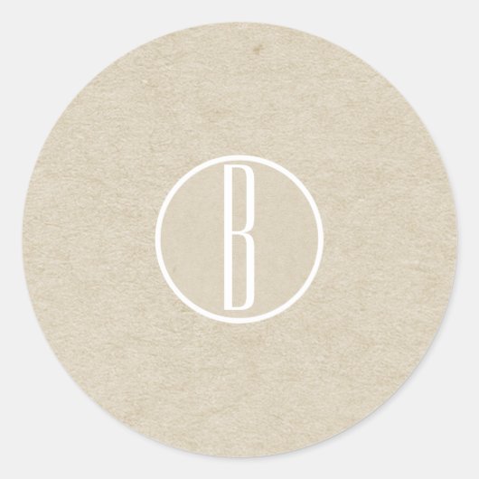 クラフトモダンモノグラム素朴結婚式の引き出物 ラウンドシール (正面)