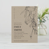 クラフトモダンラインスケッチフローラベビシャワーカード サンキューカード (スタンド正面)