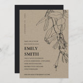 クラフトモダンラインスケッチフローラベビシャワーカード サンキューカード (正面/裏面)