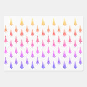 クラフトモダンレッドクリスマスドット、ストライプ木 ラッピングペーパーシート (正面3)