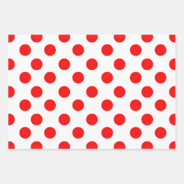 クラフトモダンレッドクリスマスドット、ストライプ木 ラッピングペーパーシート