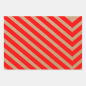 クラフトモダンレッドクリスマスドット、ストライプ木 ラッピングペーパーシート (正面2)