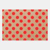 クラフトモダンレッドクリスマスドット、ストライプ木 ラッピングペーパーシート (正面)