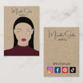 クラフトモダンロングヘアガールイヤリングディスプレイカード 名刺 (正面/裏面)