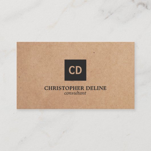 クラフトモダン紙エレガントモノグラムコンサルタント 名刺 (正面)