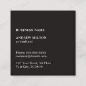 クラフトモダン紙グレーホワイトモノグラムコンサルタント スクエア名刺 (裏面)