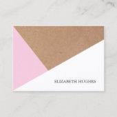 クラフトモダン紙ライトピンクホワイトジオメトリック 名刺 (正面)