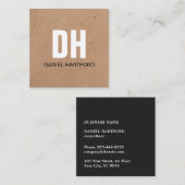 クラフトモダン紙（印刷）ホワイトモノグラはっきりしたム スクエア名刺 (正面/裏面)