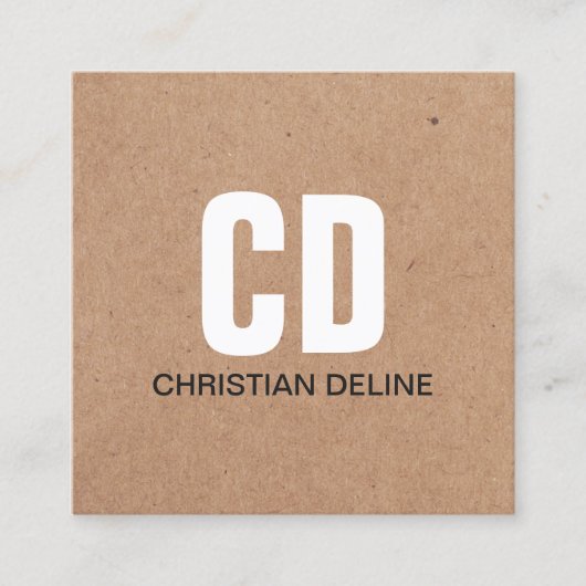 クラフトモダン紙(印刷)ホワイトモノグラはっきりしたム スクエア名刺 (正面)