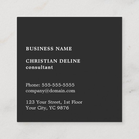 クラフトモダン紙(印刷)ホワイトモノグラはっきりしたム スクエア名刺 (裏面)