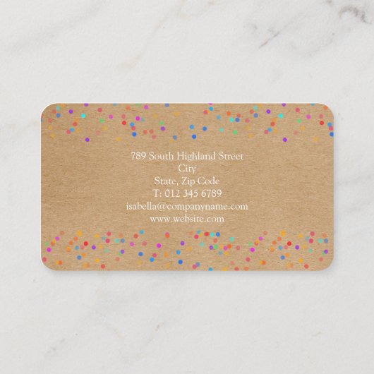 クラフトモダン素朴レインボーブスパークル 名刺 (裏面)