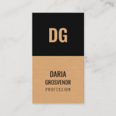 クラフトモダン&ブラックミニマリスト縦型QRコード 名刺 (正面)