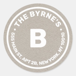 クラフトモノグラムアドレスクラシックラウンドステッカー ラウンドシール