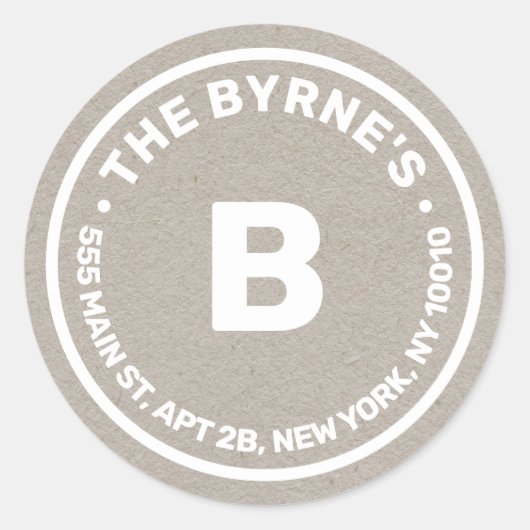 クラフトモノグラムアドレスクラシックラウンドステッカー ラウンドシール (正面)