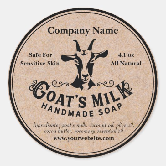 クラフトヤギのミルク石鹸ラベルラウンド ラウンドシール (正面)
