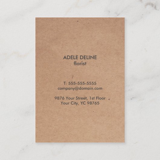 クラフトユニーク紙（印刷）花柄フローラ 名刺 (裏面)