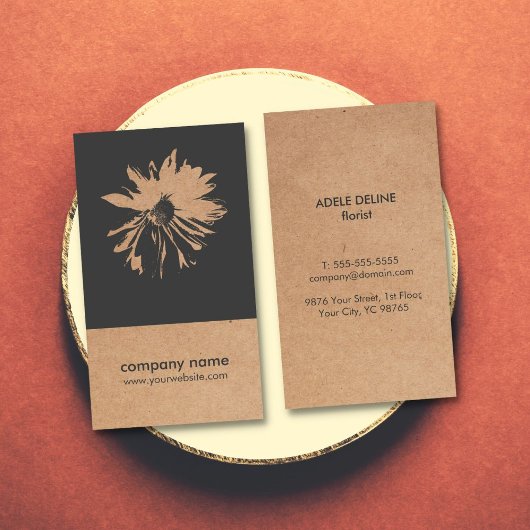 クラフトユニーク紙（印刷）花柄フローラ 名刺