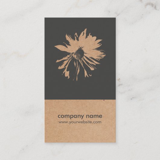 クラフトユニーク紙（印刷）花柄フローラ 名刺 (正面)