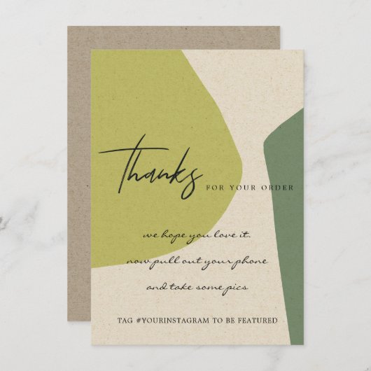 クラフトライムグリーン企業の抽象芸術ロゴ サンキューカード (正面/裏面)