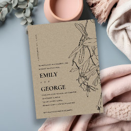 クラフトラインスケッチフローラ我々は結び目招待状 サンキューカード