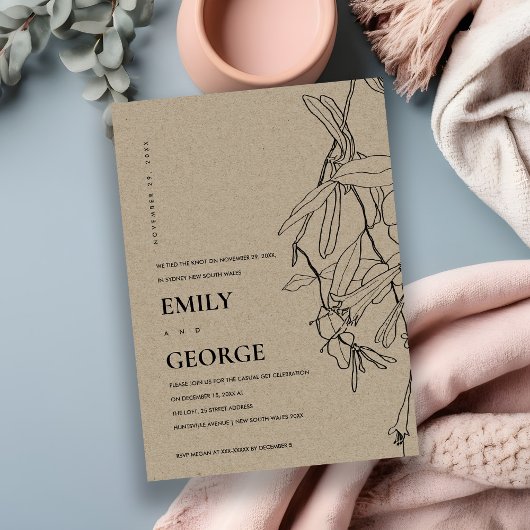 クラフトラインスケッチフローラ我々は結び目招待状 サンキューカード