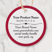 クラフトラウンドゴールドフォイルのロゴつるのラベルまたは価格ラベル フェイバータグ (裏面)