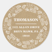 クラフトリース差出人住所 ラウンドシール (正面)