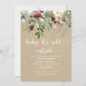 クラフトルックエバーグリーンベビー外は寒い 招待状 (正面)