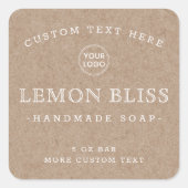 クラフトルック紙ホワイト文字スクエア製品ラベル スクエアシール (正面)