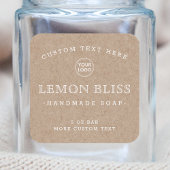 クラフトルック紙ホワイト文字スクエア製品ラベル スクエアシール