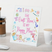 クラフトルームは私の幸せな場所のペデスタルサイン 台座サイン (インサイチュ)