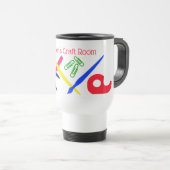 クラフトルーム、はさみ、ブラシなど、あなたの名前 トラベルマグ (正面右)