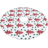 クラフトレッドクリスマスツリーとボタンパターン ブラッシュドポリエステルツリースカート (アングル)