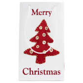 クラフトレッドクリスマスツリーズボタンバウブル スモールペーパーバッグ (正面)