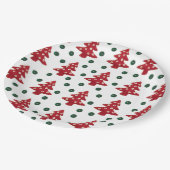 クラフトレッドクリスマスツリーズボタンバウブル ペーパープレート (アングル)