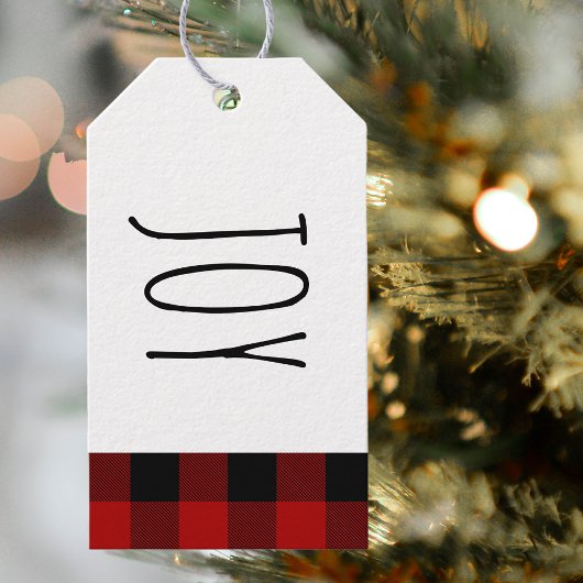クラフトレッドバッファロープレイド&ジョークリスマス ギフトタグ