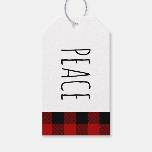 クラフトレッドバッファロープレイド&ピースクリスマス ギフトタグ (正面)