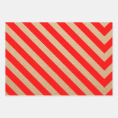 クラフトレッドモダンクリスマスドットとストライプ ラッピングペーパーシート (正面3)