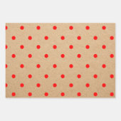 クラフトレッドモダンクリスマスドットとストライプ ラッピングペーパーシート (正面2)