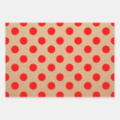 クラフトレッドモダンクリスマスドットとストライプ ラッピングペーパーシート (正面)