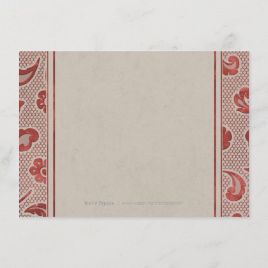 クラフトレッドレースカントリーウェディングアコモデーション エンクロージャーカード (裏面)