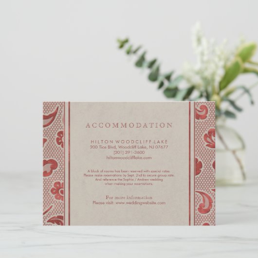 クラフトレッドレースカントリーウェディングアコモデーション エンクロージャーカード (スタンド正面)