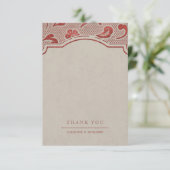 クラフトレッドレース素朴な国のウェディング感謝していユー サンキューカード (スタンド正面)