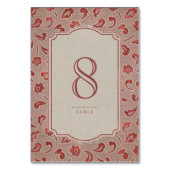 クラフトレッドレース素朴な田舎の結婚式のテーブルカード テーブルナンバー (裏面)