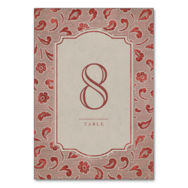 クラフトレッドレース素朴な田舎の結婚式のテーブルカード テーブルナンバー