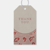 クラフトレッドレース素朴な田舎の結婚式のモノグラム ギフトタグ (裏面)